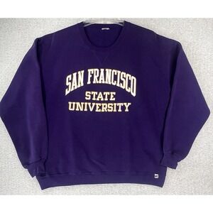 Vintage 90s San Francisco State Sweatshirt Mens L Purple NCAA Russell Athletic